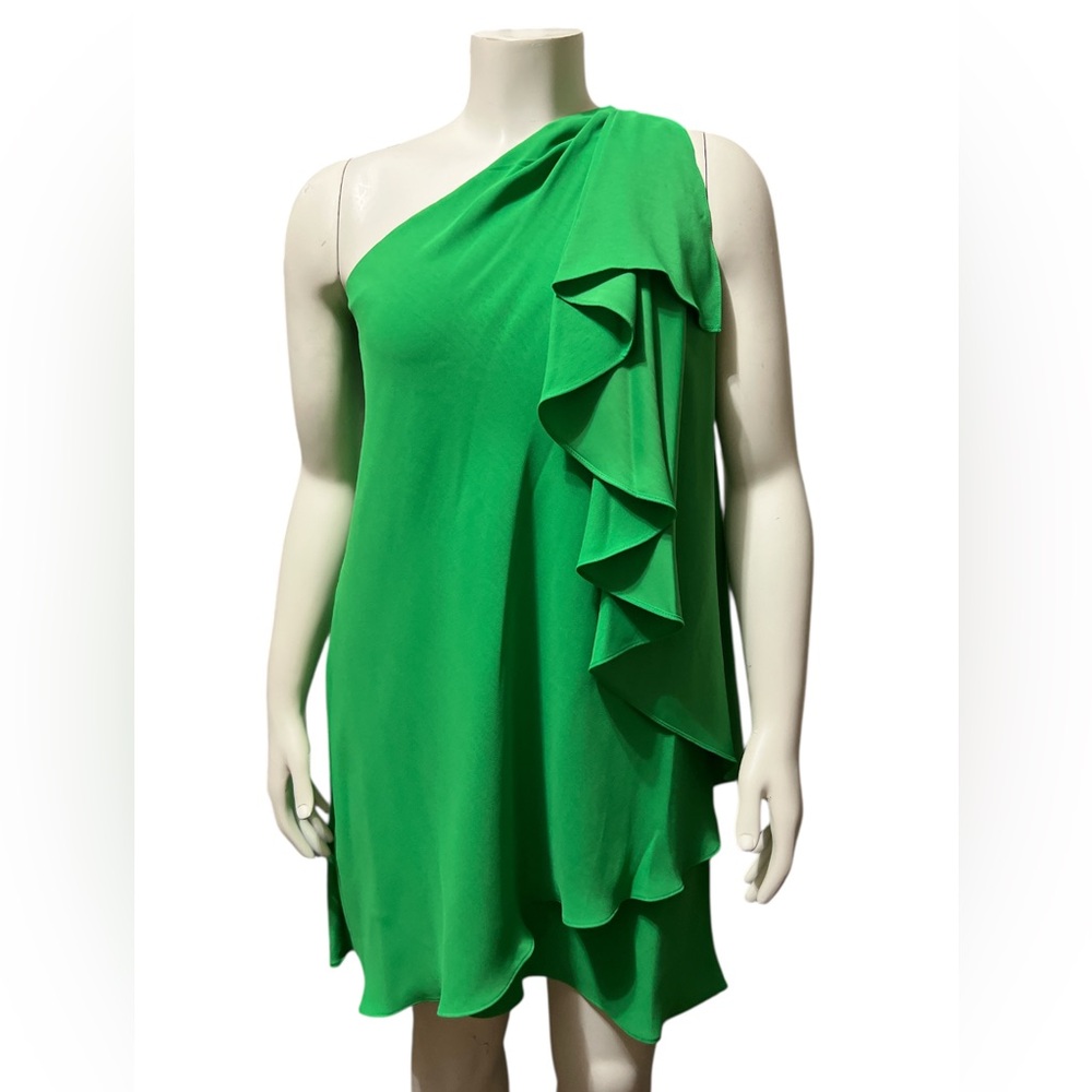 NWT Alex Marie Sz 6 Chantal Crepe One Sleeve Above Knee Caftan Dress Sleeveless